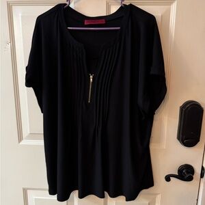 Elegant Black Blouse with Gold Zipper